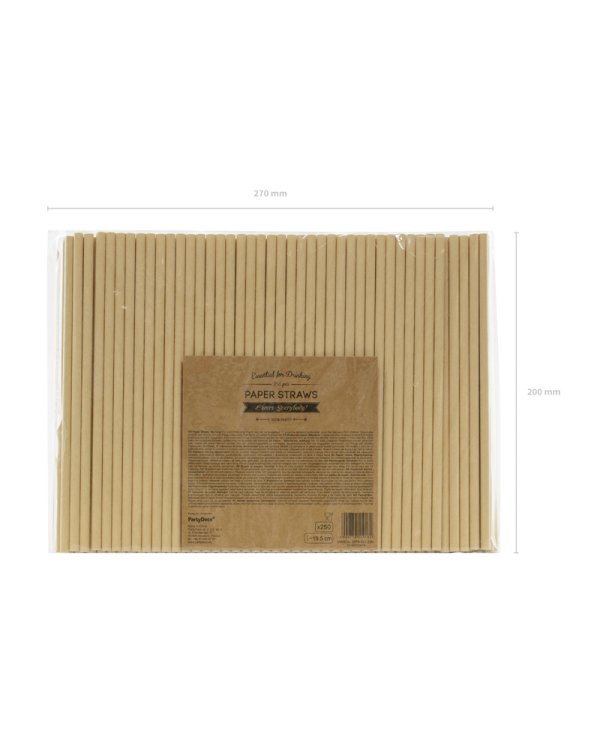 Paper straws, kraft, 19.5cm (1 pkt / 250 pc.)