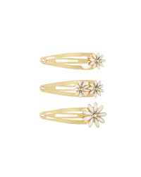 Hair clips Daisy, 5x1.5-2 cm, gold (1 pkt / 3 pc.)
