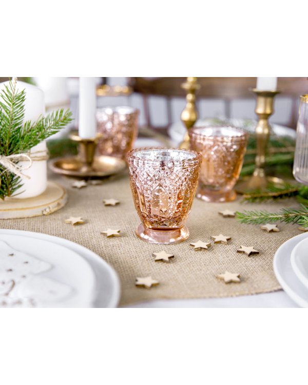 Candle holder, rose gold, 8cm (1 pkt / 4 pc.)