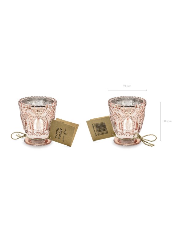 Candle holder, rose gold, 8cm (1 pkt / 4 pc.)