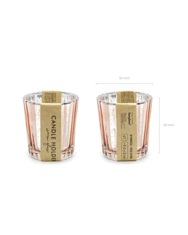 Candle holder, rose gold, 6cm (1 pkt / 4 pc.)