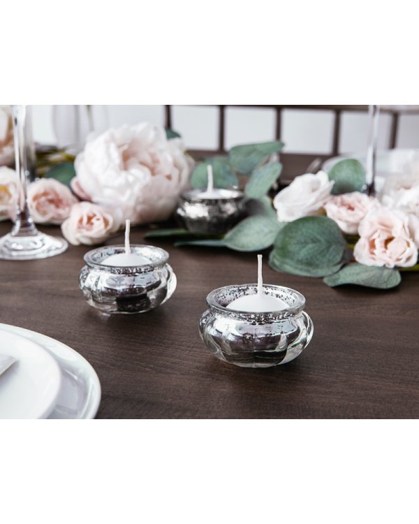 Candle holder, silver, 3cm (1 pkt / 4 pc.)