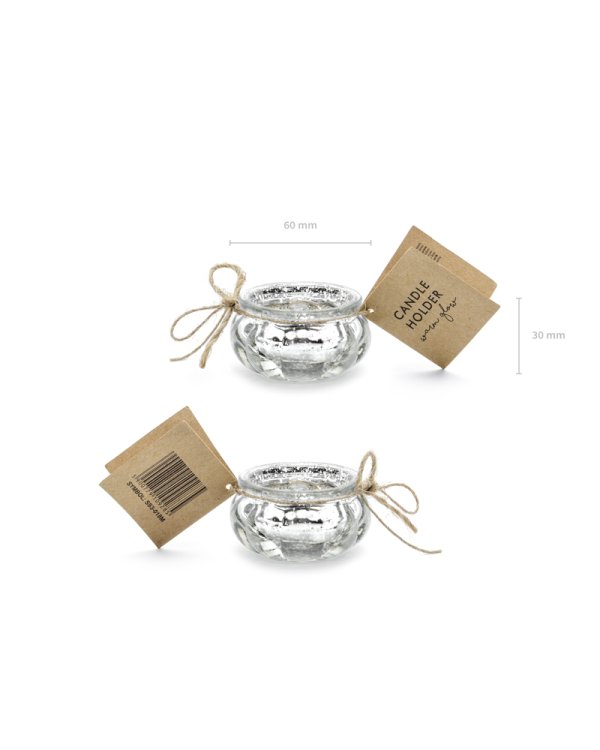 Candle holder, silver, 3cm (1 pkt / 4 pc.)