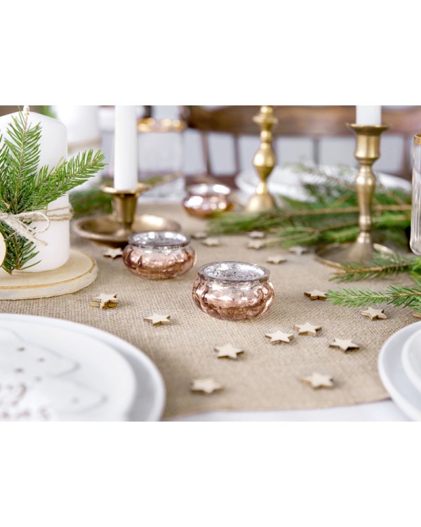 Candle holder, rose gold, 3cm (1 pkt / 4 pc.)