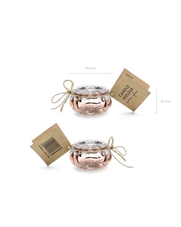 Candle holder, rose gold, 3cm (1 pkt / 4 pc.)