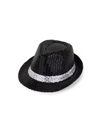 Sequin hat with a band, diameter 27 cm, black