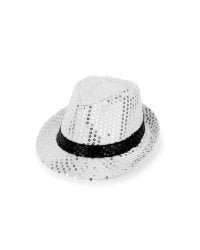 Sequin hat with a band, diameter 27 cm, silver