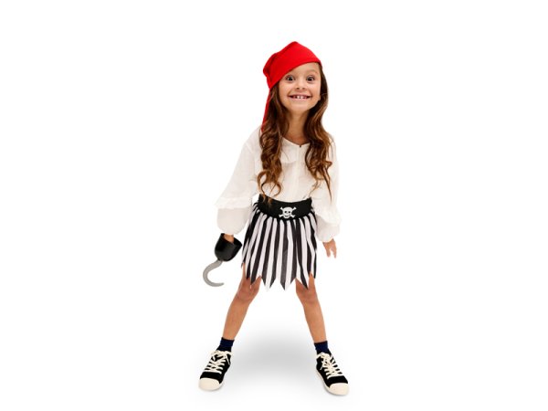 Pirate costume with hook, for a girl