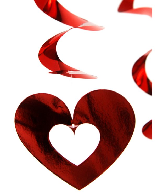 Swirls Hearts, red, 60cm (1 pkt / 5 pc.)
