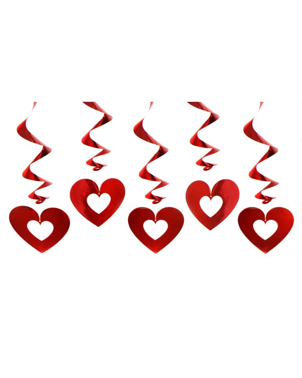 Swirls Hearts, red, 60cm (1 pkt / 5 pc.)