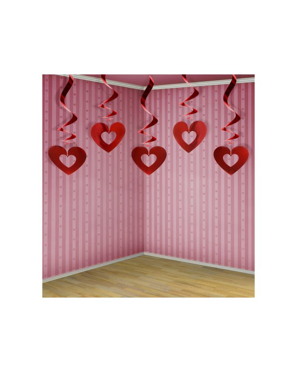 Swirls Hearts, red, 60cm (1 pkt / 5 pc.)