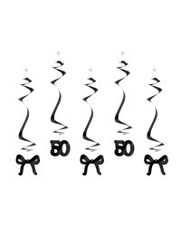 Birthday swirls for the 50th birthday with bows, black, 50 cm (1 pkt / 5 pc.)