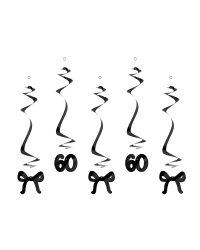 Birthday swirls for the 60th birthday with bows, black, 50 cm (1 pkt / 5 pc.)