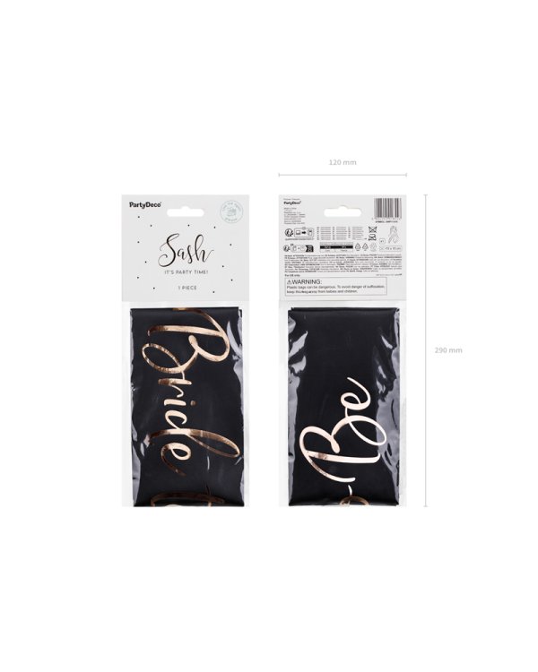 Bride to Be sash, black, 75 cm