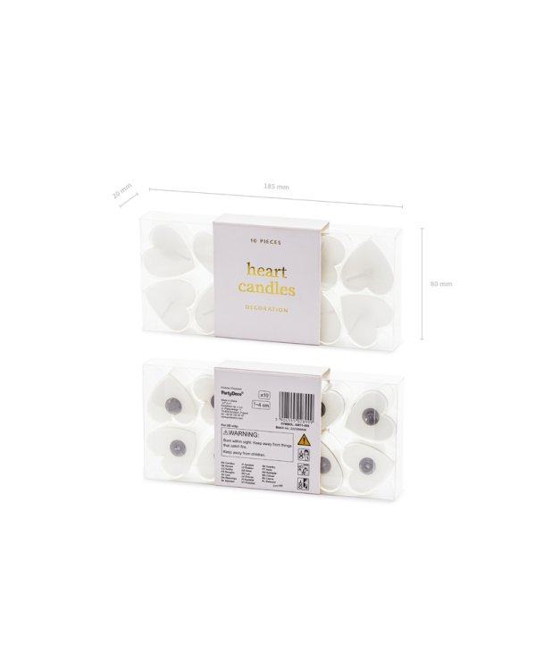 Tealight candles Heart, 4 cm, white (1 pkt / 10 pc.)