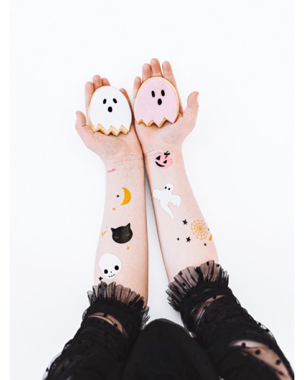 Temporary tattoos BOO!, mix (1 pkt / 12 pc.)