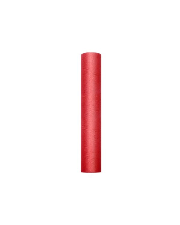 Tulle Plain, red, 0.3 x 9m