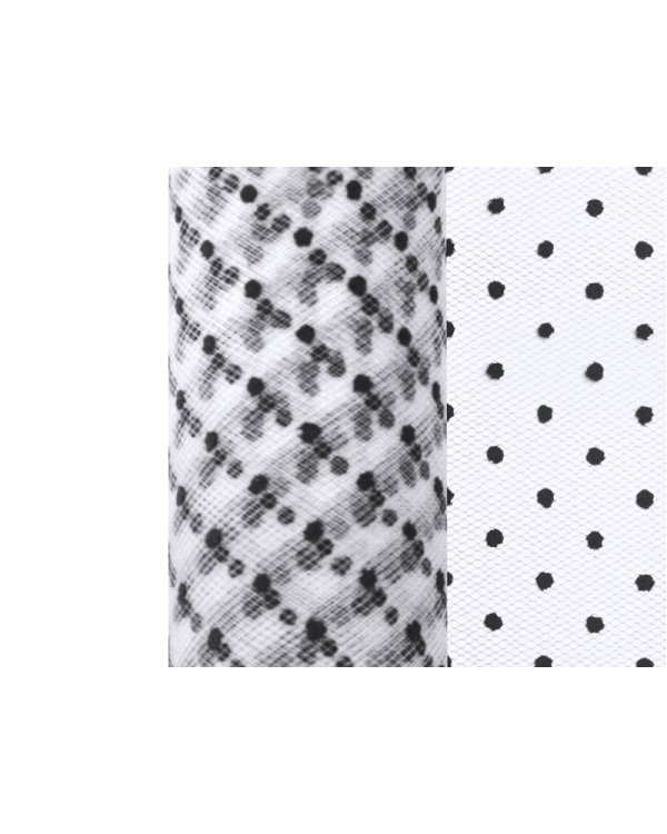 Tulle with dots, white, 0.15 x 9m (1 pc. / 9 lm)