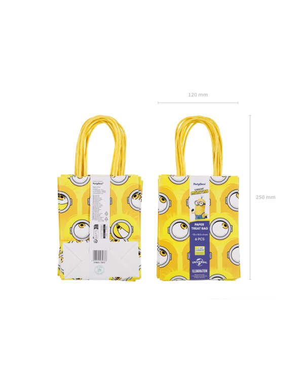 GIft bags Minions, 12x15.5x6 cm, yellow (1 pkt / 6 pc.)