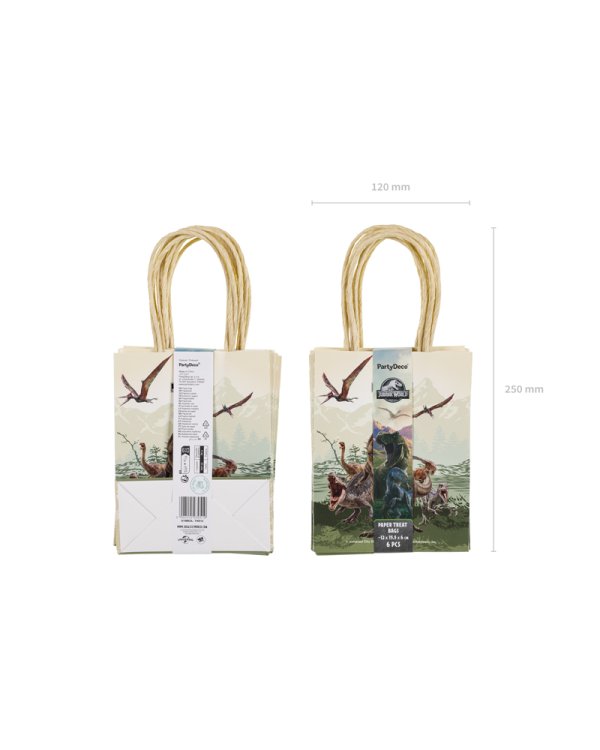 Paper gift bags Jurassic World, 12x15.5x6 cm, mix (1 pkt / 6 pc.)