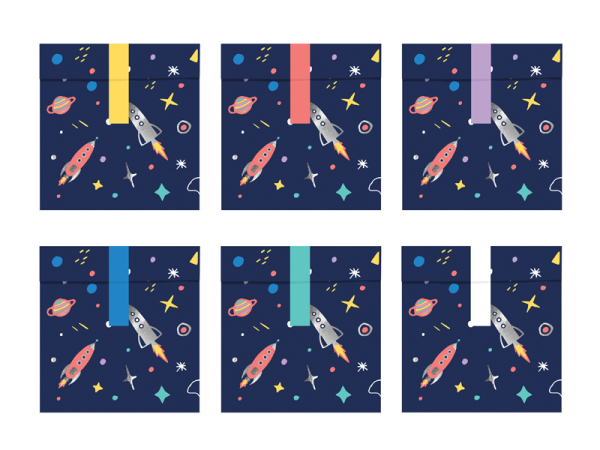 Treat bags Space, 13x14cm (1 pkt / 6 pc.)