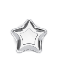 Paper Plates Star, silver, 18cm (1 pkt / 6 pc.)