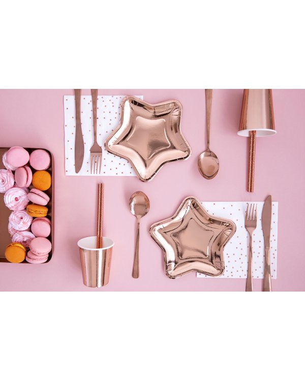 Paper Plates Star, rose gold, 18cm (1 pkt / 6 pc.)