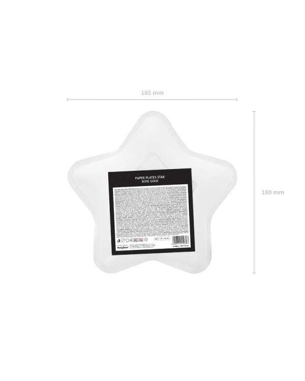 Paper Plates Star, rose gold, 18cm (1 pkt / 6 pc.)