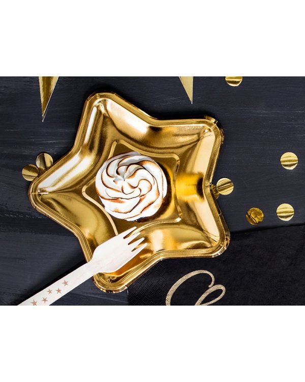 Paper Plates Star, gold, 18cm (1 pkt / 6 pc.)