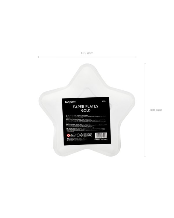 Paper Plates Star, gold, 18cm (1 pkt / 6 pc.)