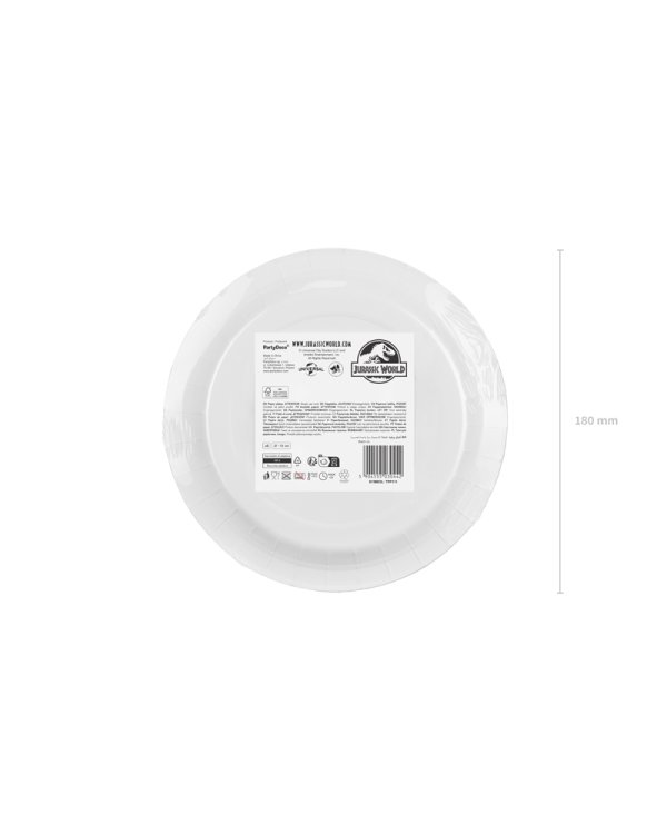 Paper plates Jurassic World, 18 cm, mix (1 pkt / 6 pc.)