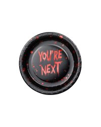 Paper plates You're next, 23 cm, black-red (1 pkt / 6 pc.)