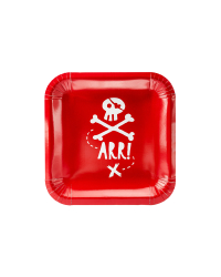 Plates Pirates Party, red, 20x20cm (1 pkt / 6 pc.)
