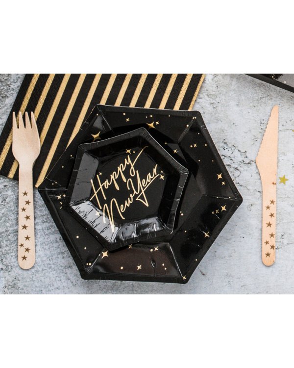Plates Let's Celebrate, black, 20 cm (1 pkt / 6 pc.)