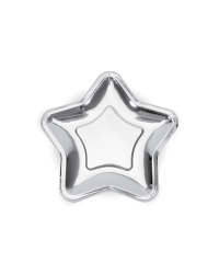 Paper Plates Star, silver, 23cm (1 pkt / 6 pc.)