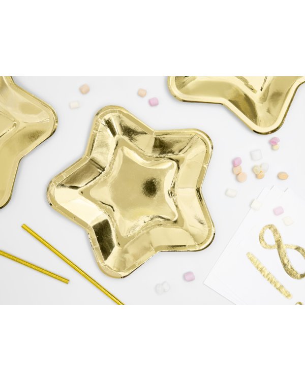 Paper Plates Star, gold, 23cm (1 pkt / 6 pc.)