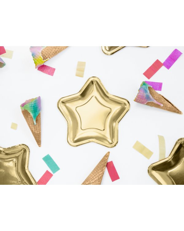 Paper Plates Star, gold, 23cm (1 pkt / 6 pc.)