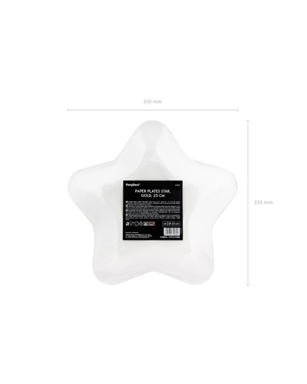Paper Plates Star, gold, 23cm (1 pkt / 6 pc.)