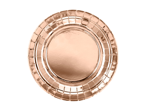 Round paper plates, rose gold, 18cm (1 pkt / 6 pc.)