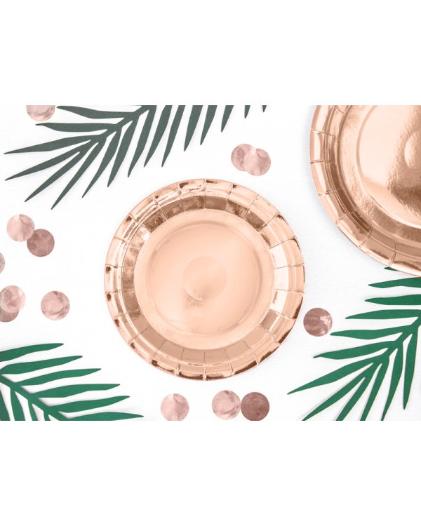 Round paper plates, rose gold, 18cm (1 pkt / 6 pc.)