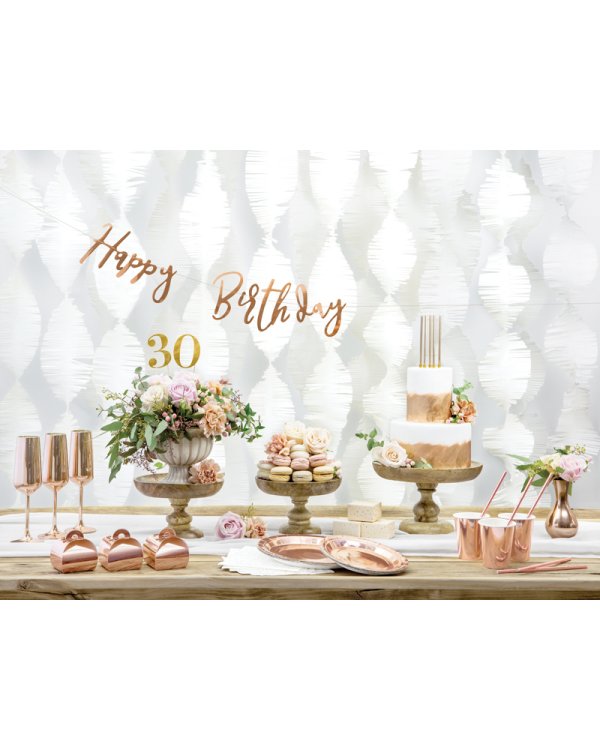 Round paper plates, rose gold, 18cm (1 pkt / 6 pc.)