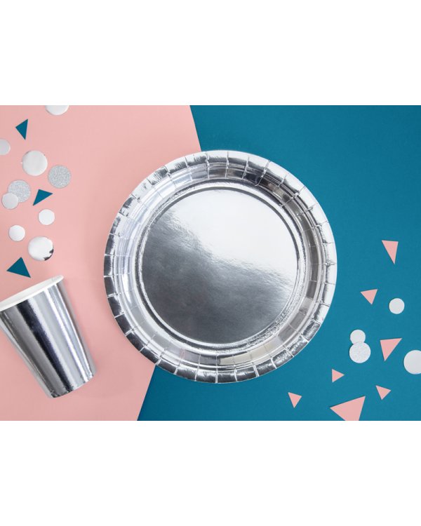 Round plates, silver, 23cm (1 pkt / 6 pc.)