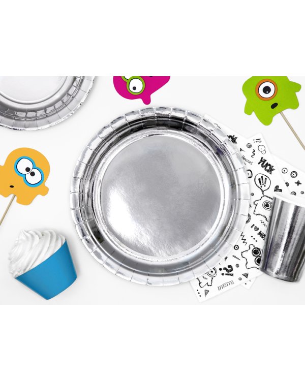 Round plates, silver, 23cm (1 pkt / 6 pc.)