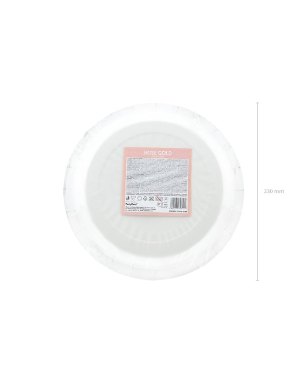 Round paper plates, rose gold, 23cm (1 pkt / 6 pc.)