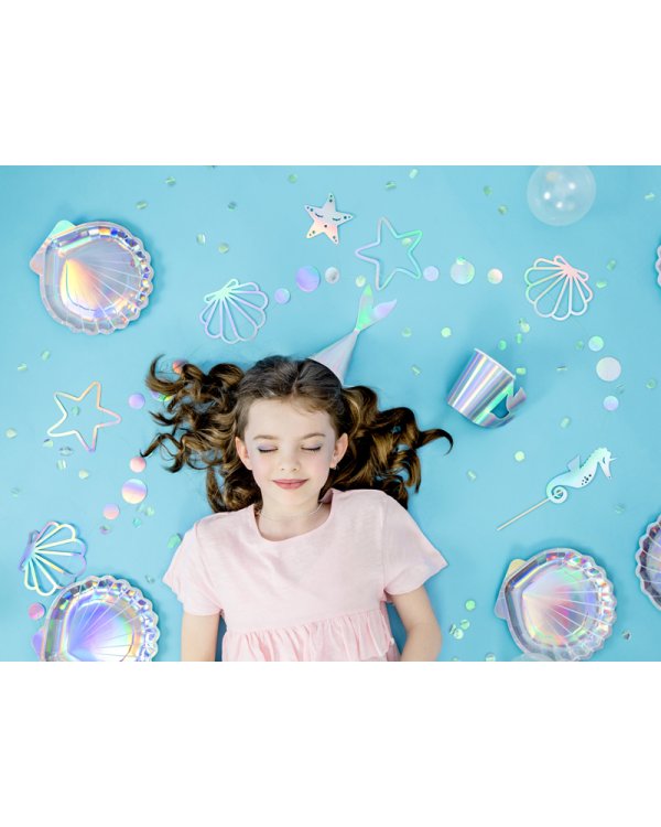 Plates Mermaid - Seashell, iridescent, 18.5cm (1 pkt / 6 pc.)
