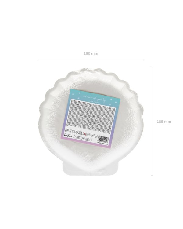 Plates Mermaid - Seashell, iridescent, 18.5cm (1 pkt / 6 pc.)