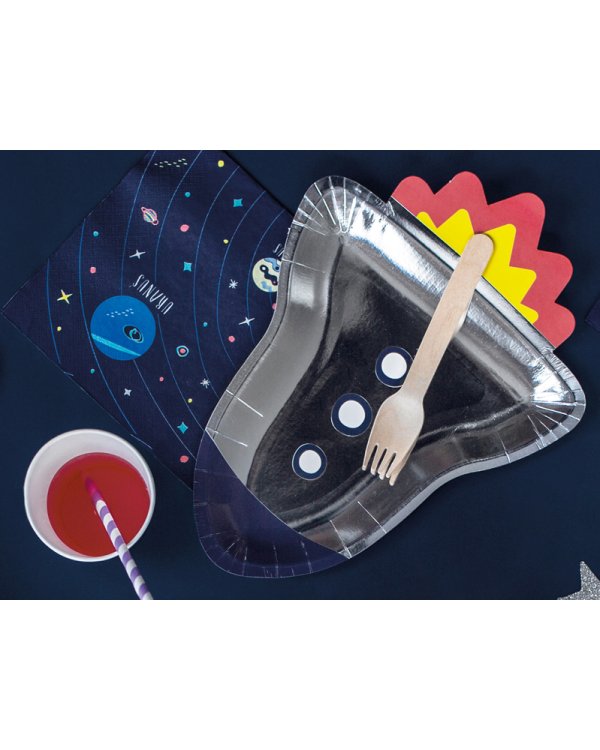 Paper plates Space Party - Rocket, 21.5x29.5cm. (1 pkt / 6 pc.)