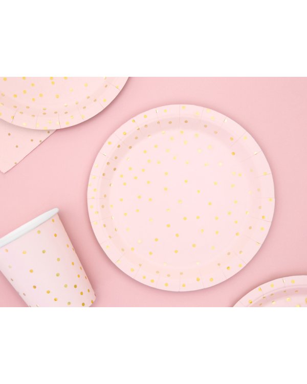 Plates Polka Dots, light pink, 18cm (1 pkt / 6 pc.)
