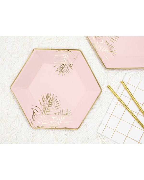Plates Leaves, light pink, 23cm (1 pkt / 6 pc.)