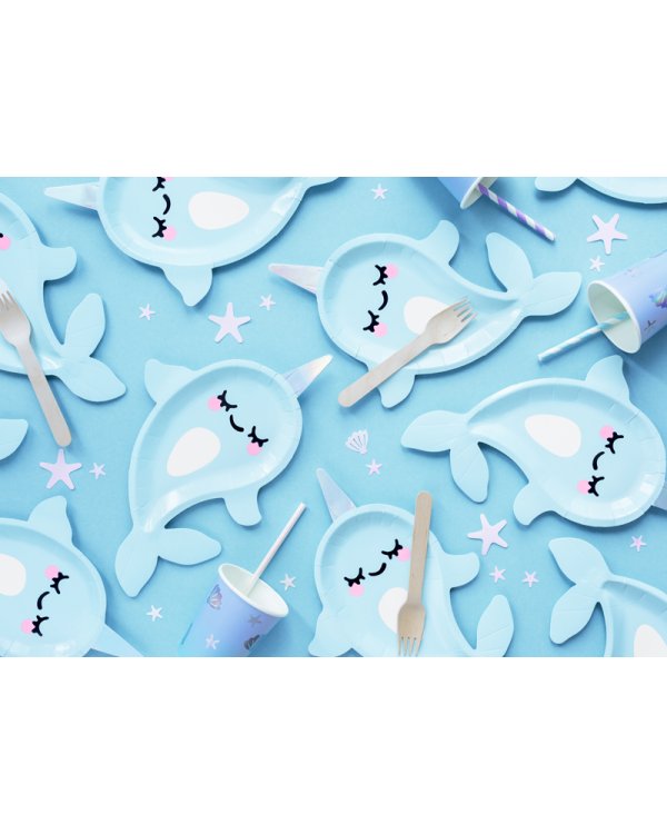 Paper plates Narwhal, mix, 18.5x29cm (1 pkt / 6 pc.)